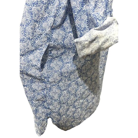 Sigrid Olsen 100% Linen Tunic Dress Coverup Top Blouse Blue Roll Tab Sleeve XL - Picture 7 of 8